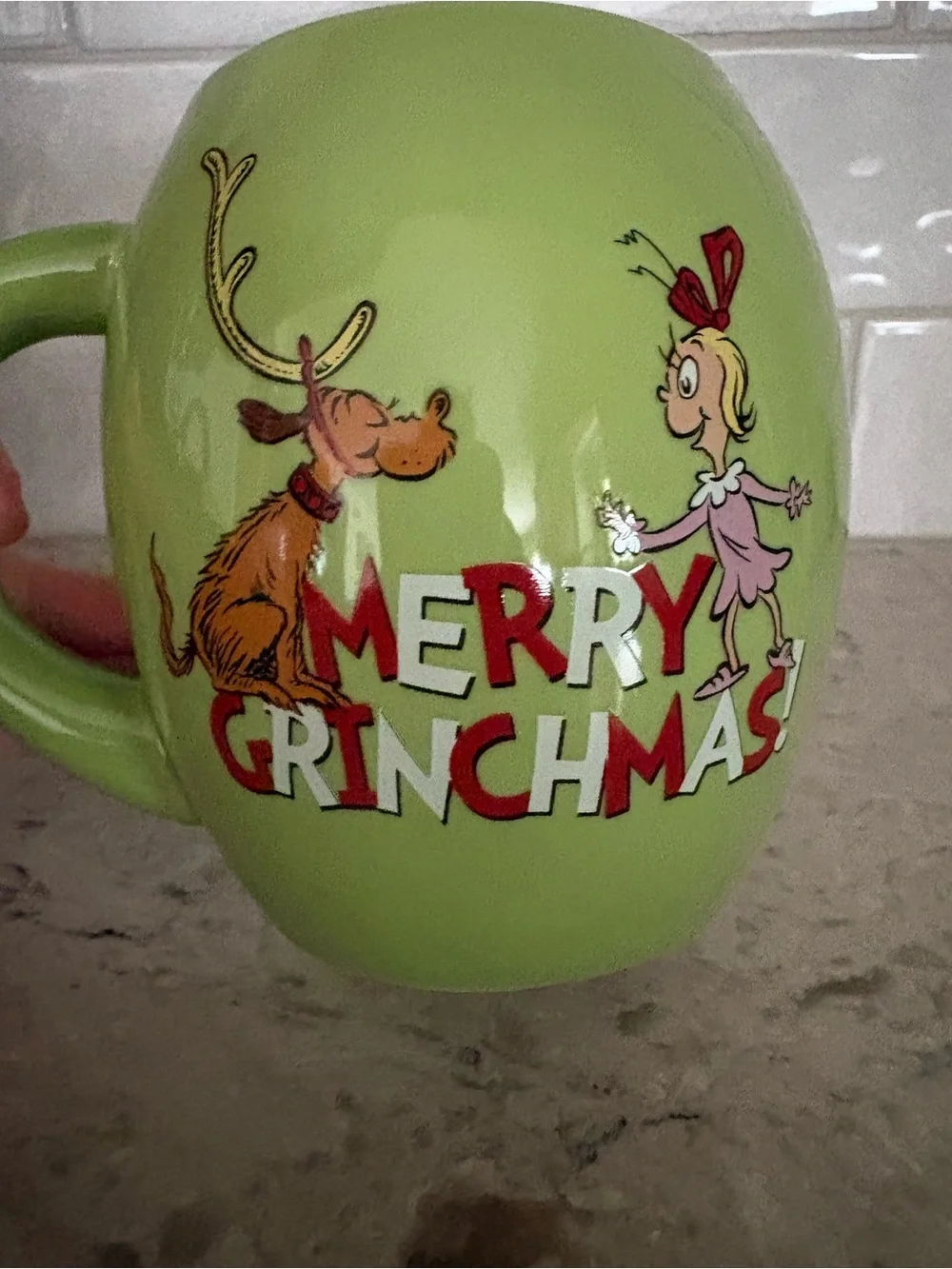 Green Grinch Face Ceramic Mug - Holiday Novelty